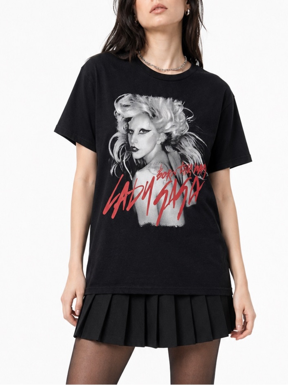 Lady Gaga Born This Way Graphic T Shirt Black Women’s L Grunge Goth Hybrid